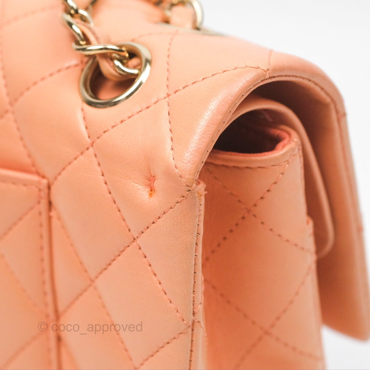 Chanel Classic M/L Medium Flap Quilted Peach Lambskin Gold Hardware