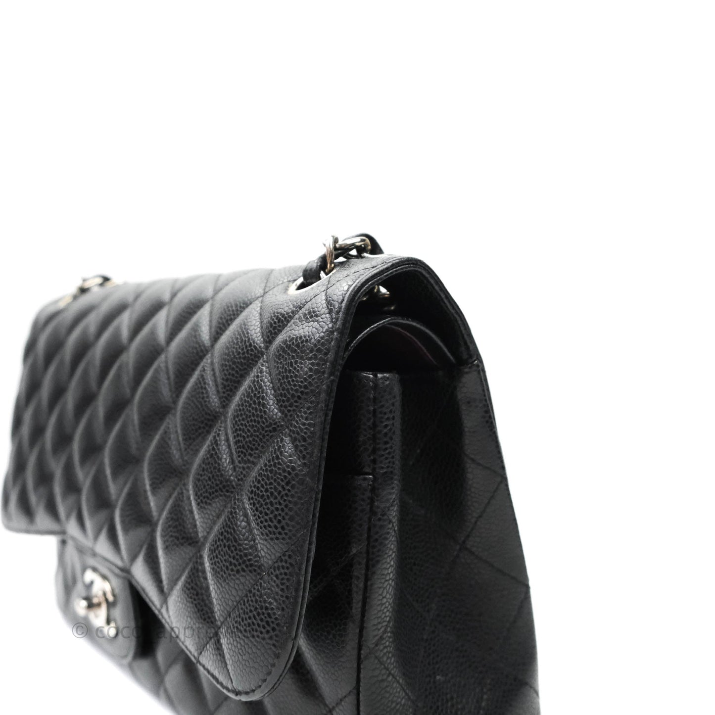 Chanel Quilted Jumbo Double Flap Black Caviar Silver Hardware⁣⁣