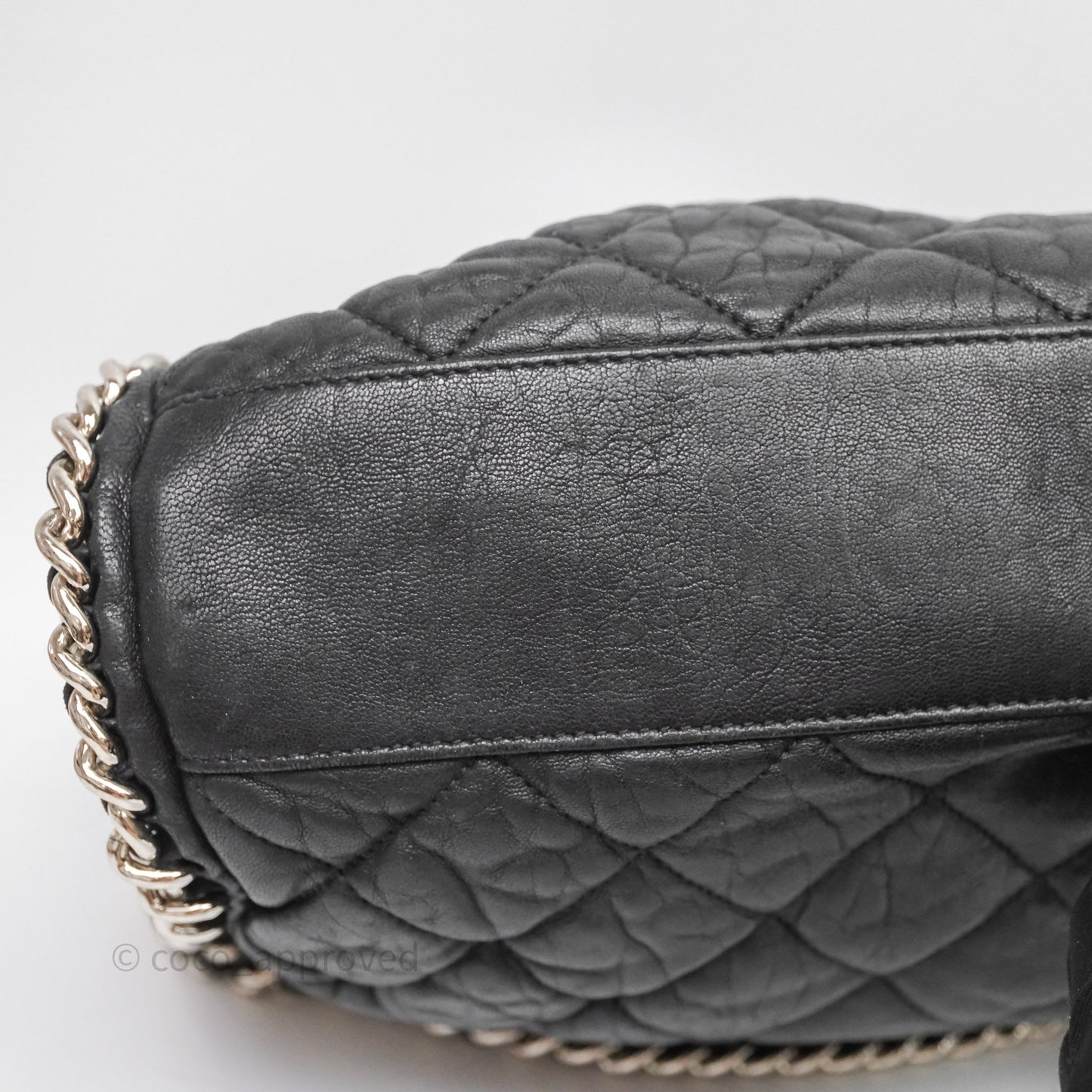 Chanel Chain Around Calfskin Hobo Black Silver Hardware