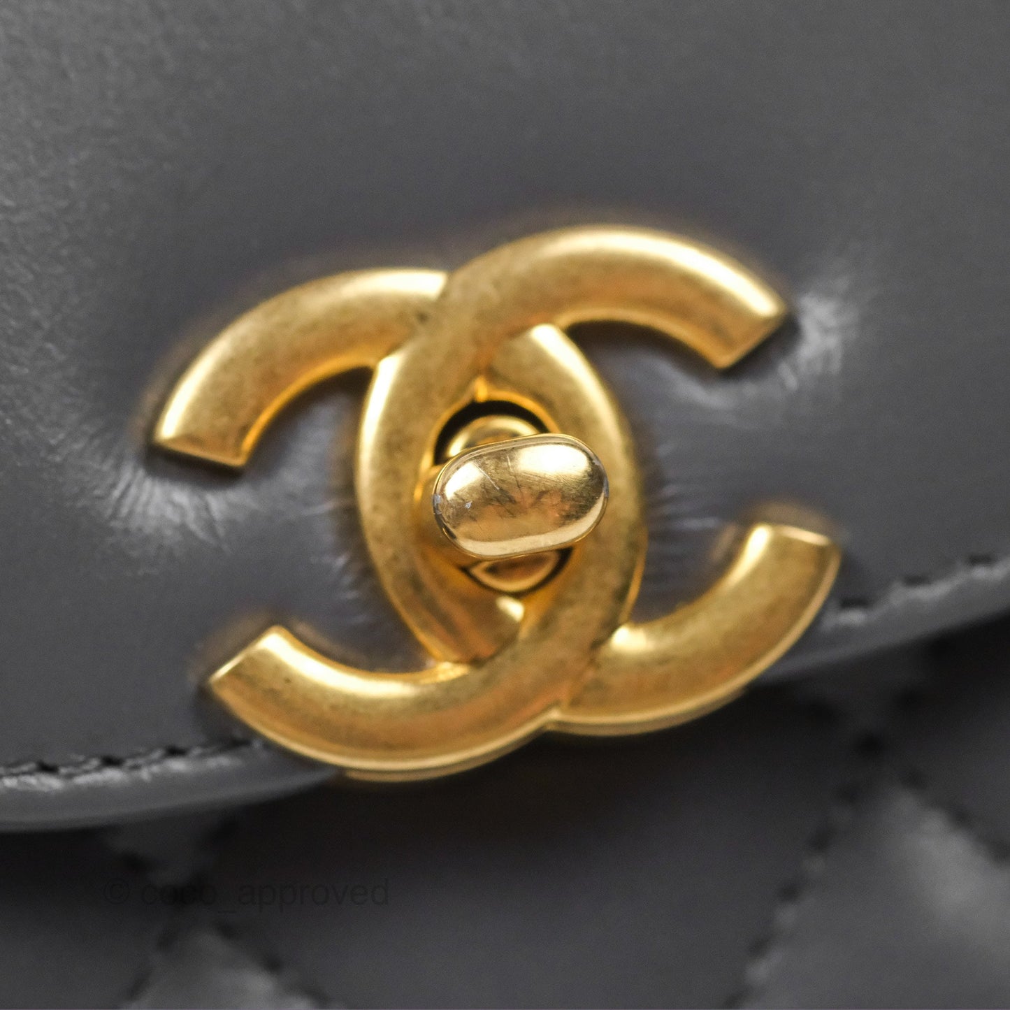 Chanel Kelly Bag Quilted Grey Shiny Calfskin Aged Gold Hardware