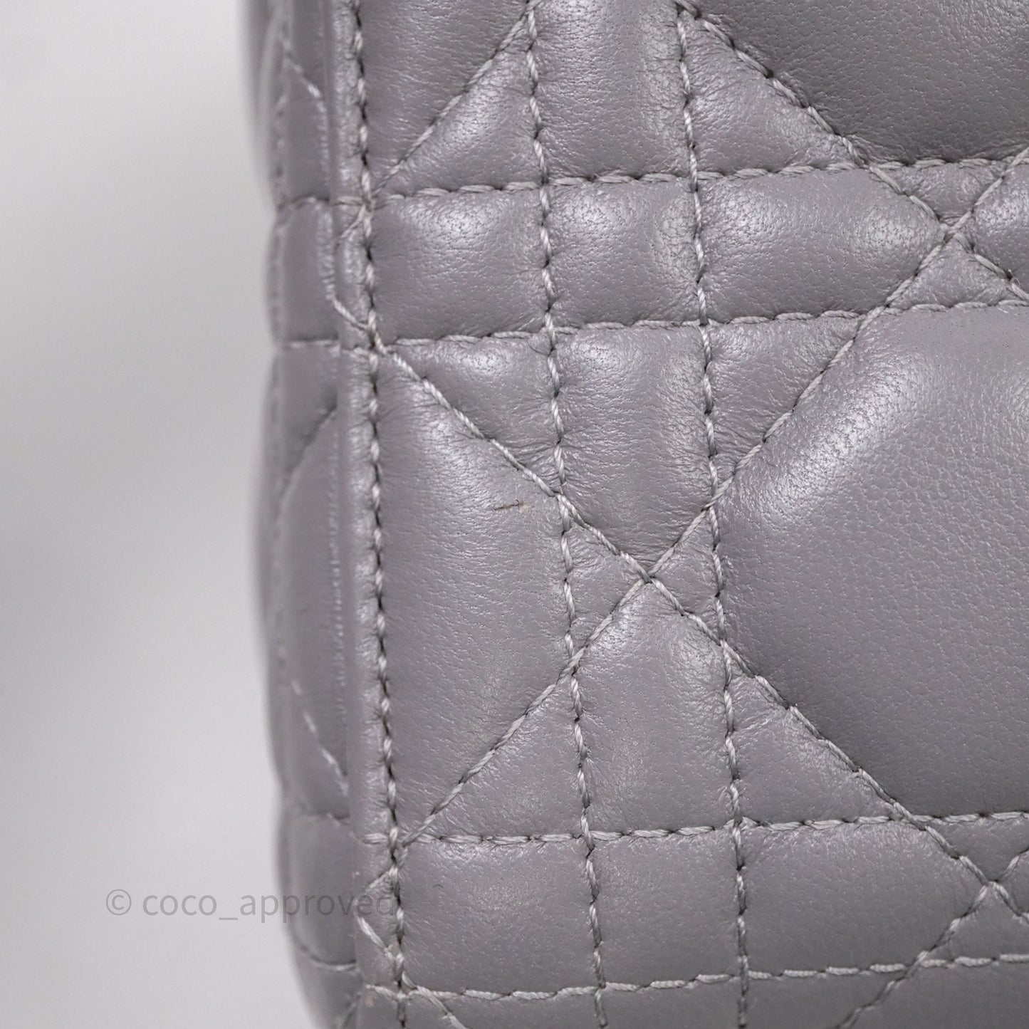 Christian Dior Mini Lady Dior Lambskin Cannage Grey Silver Hardware