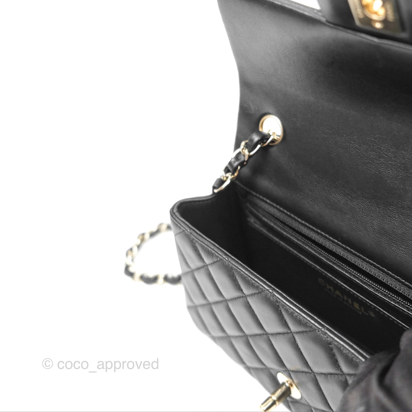 Chanel Mini Rectangular Quilted Black Lambskin Gold Hardware