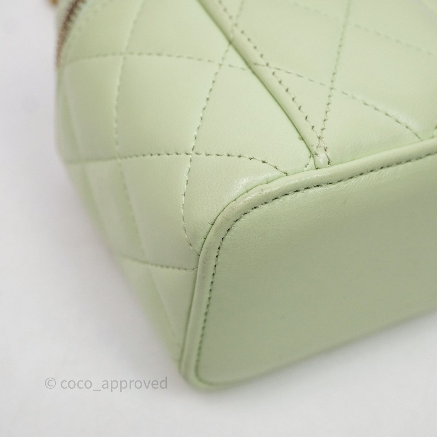 Chanel Mini Pearl Crush Vanity With Chain Green Aged Gold Hardware