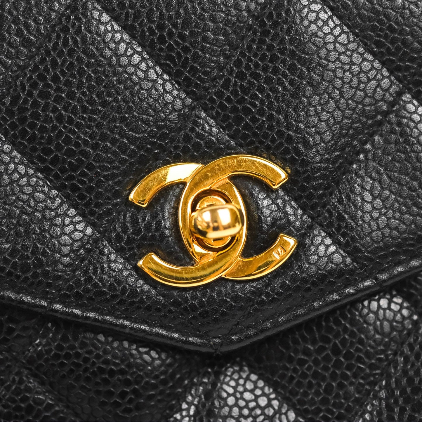 Chanel Vintage Belt Bag Quilted Black Caviar 24K Gold Hardware