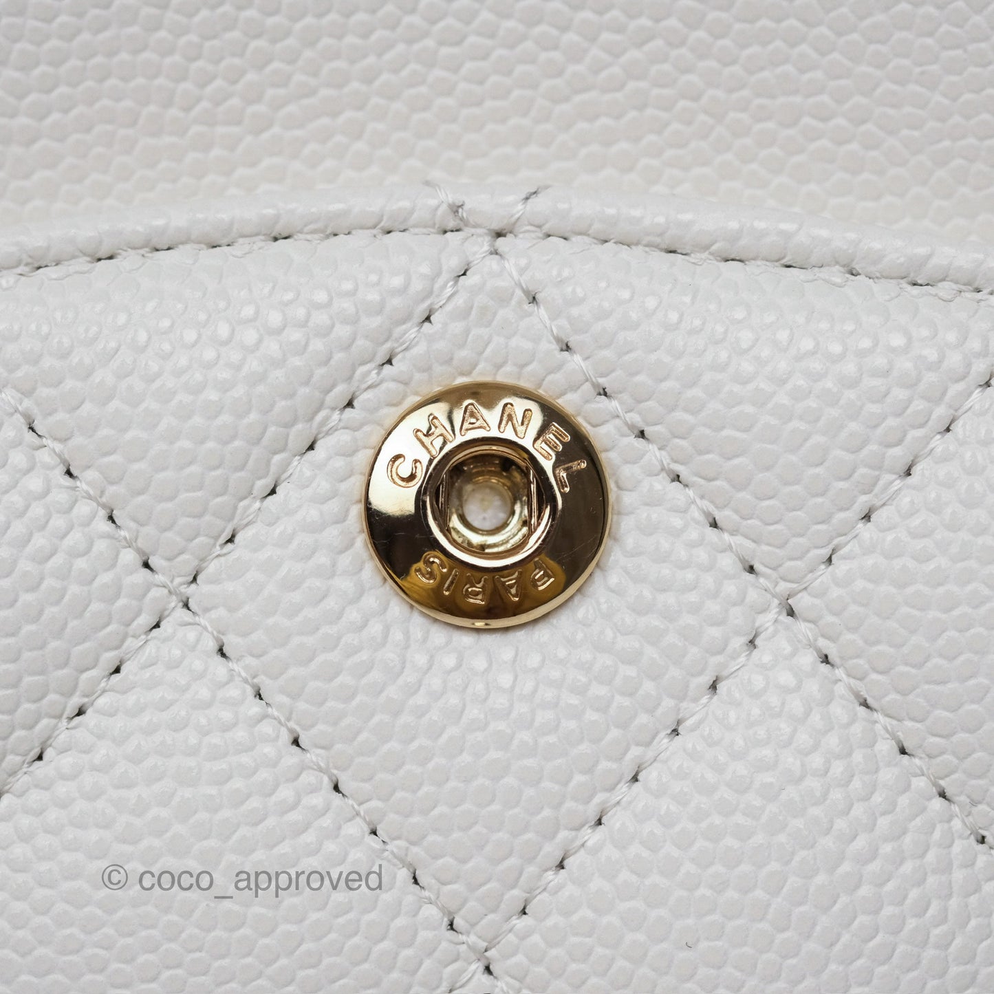 Chanel Small Classic Flap Quilted Ivory White Caviar Gold Hardware