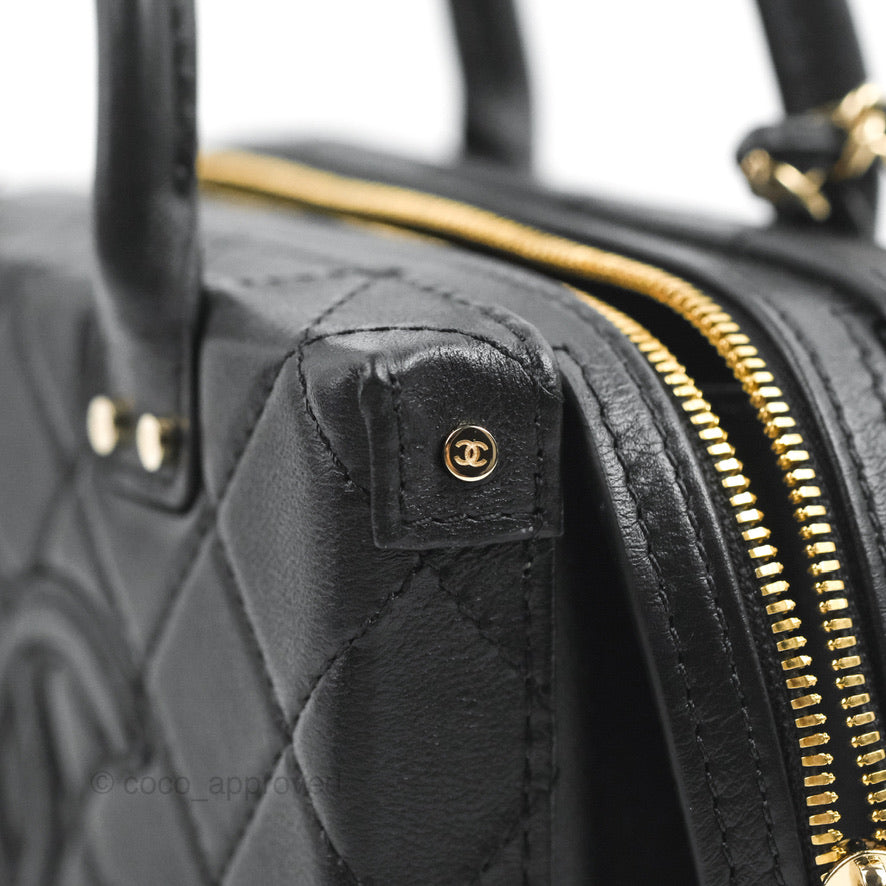 Chanel Quilted Vanity Case with Chain Black Calfskin Gold Hardware 22B