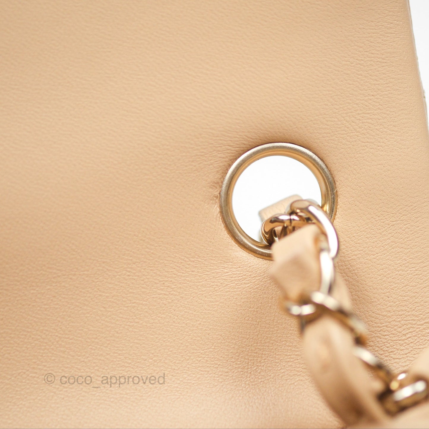 Chanel Quilted Mini Rectangular Beige Lambskin Gold Hardware