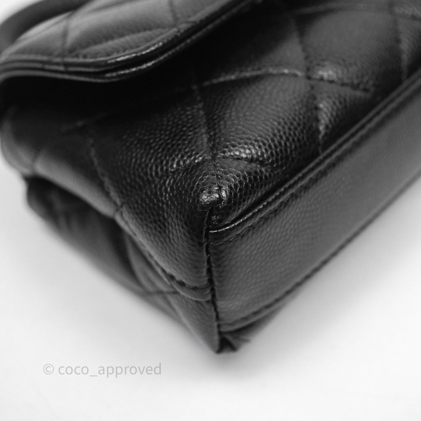 Chanel Nano Coco Handle Clutch Quilted Black Caviar Gold Hardware