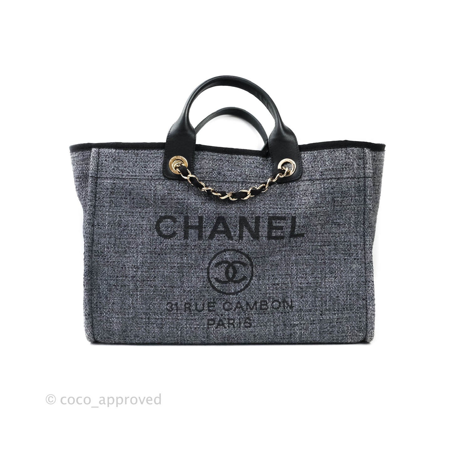Chanel Large Deauville Charcoal Grey Canvas