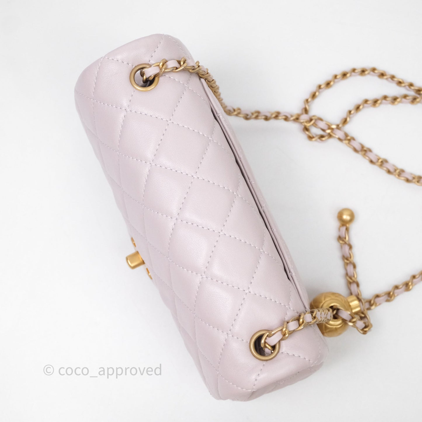 Chanel Mini Rectangular Pearl Crush Lilac Lambskin Aged Gold Hardware