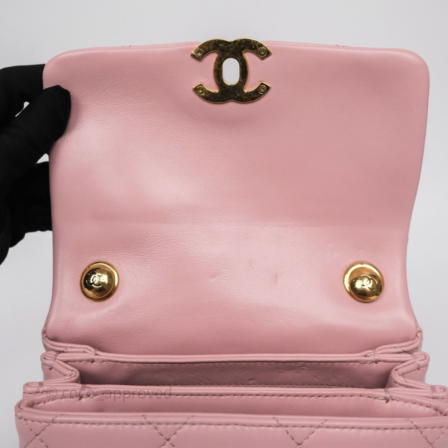 Chanel Mini Color Match Flap Quilted Pink Lambskin Aged Gold Hardware