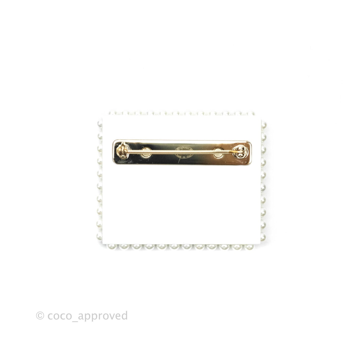 Chanel CC Postcard Pearl Brooch Gold Tone 19C
