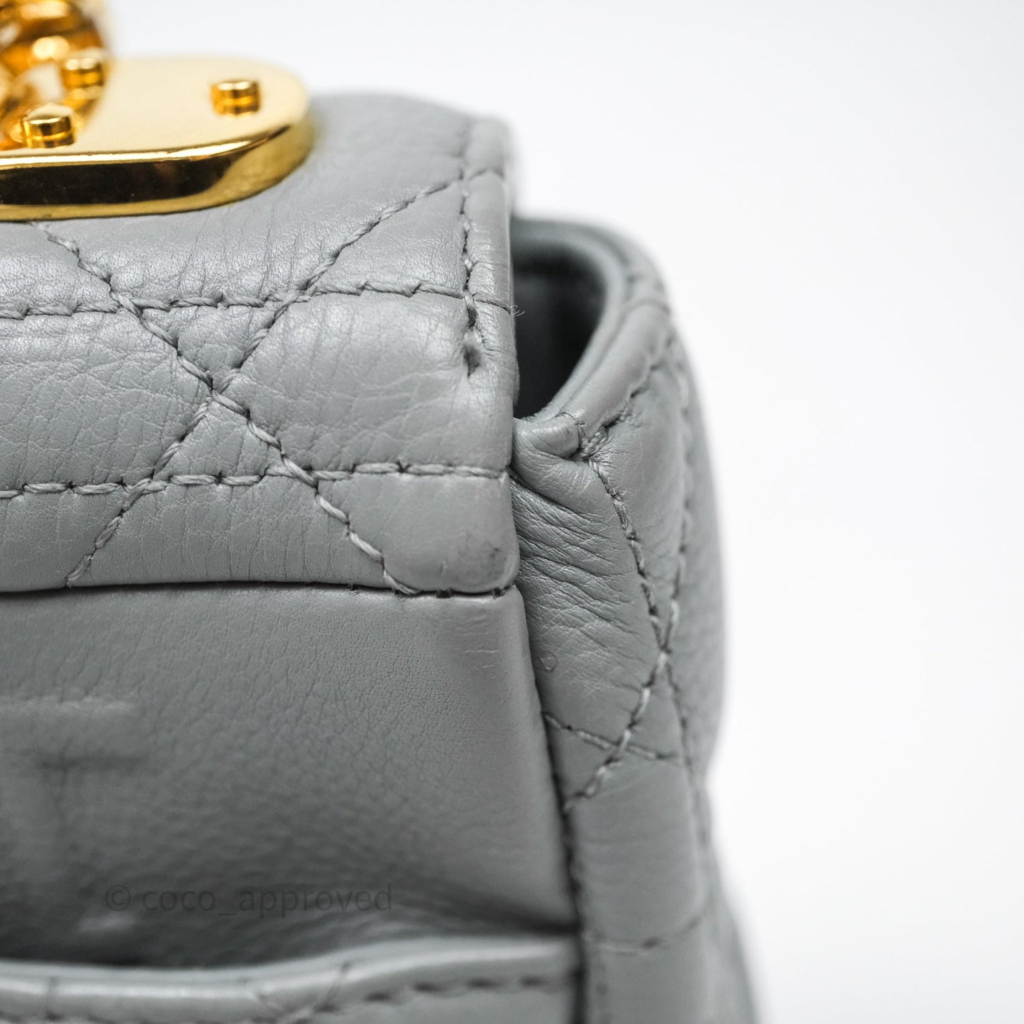 Christian Dior Small Caro Bag Stone Gray Supple Cannage Calfskin