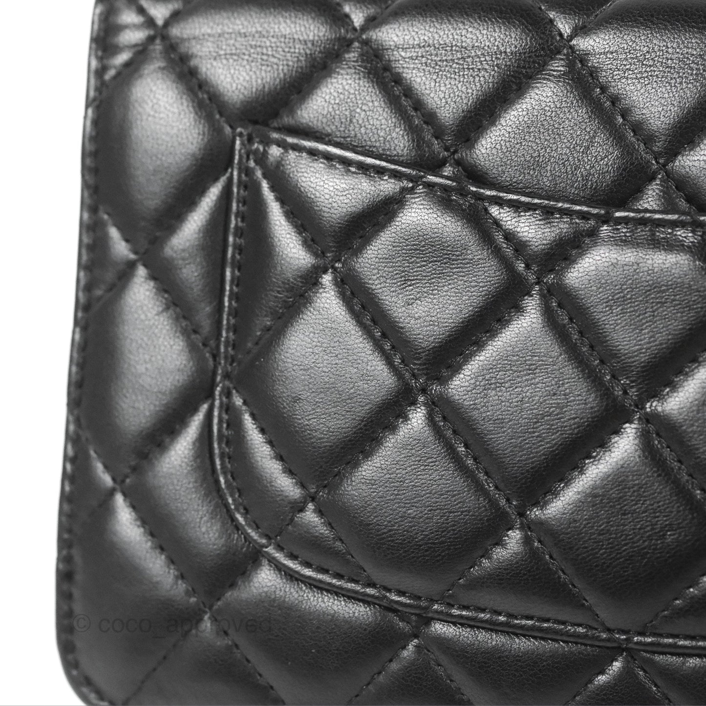 Chanel Quilted Classic Wallet On Chain WOC Black Lambskin Silver Hardware