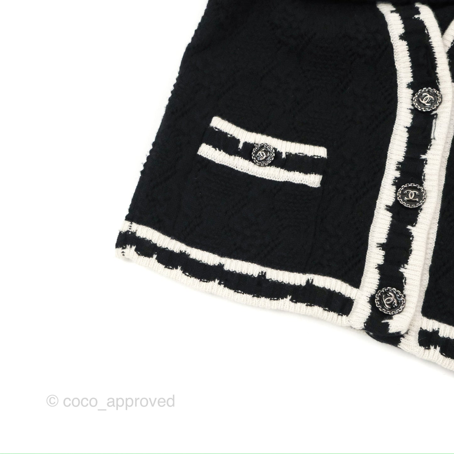 Chanel Black & White Cashmere Cardigan 22C