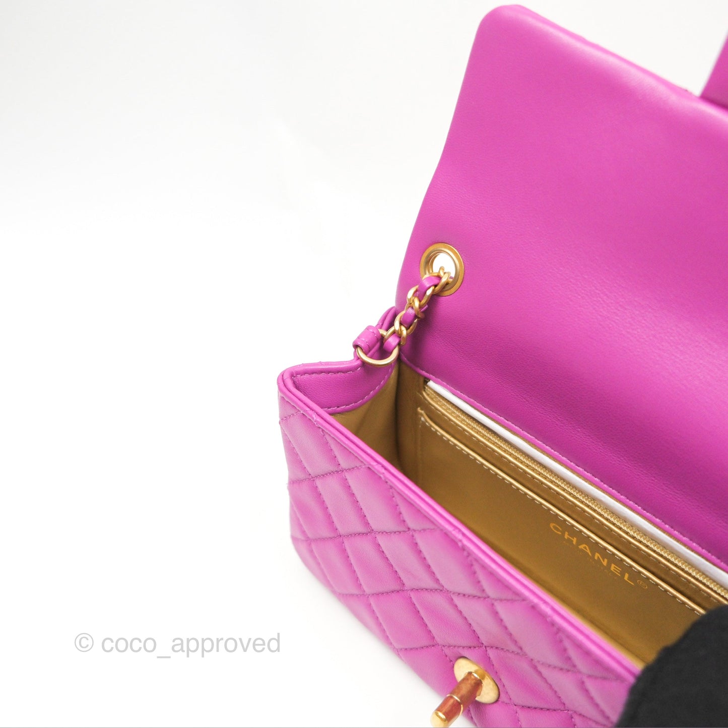 Chanel Mini Rectangular Pearl Crush Quilted Purple Lambskin Aged Gold Hardware