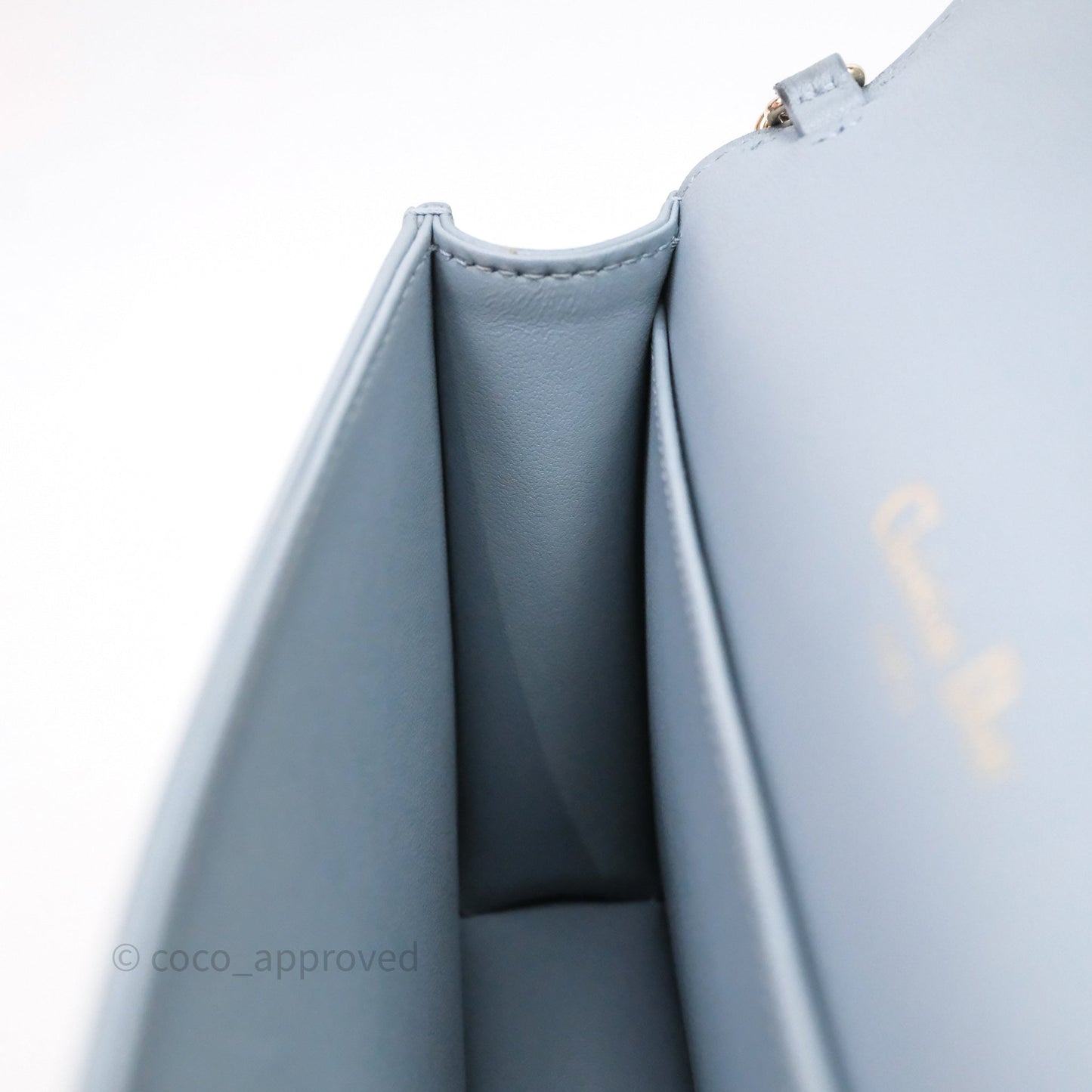 Christian Dior Lady Dior Pouch with Chain Blue Grey Cannage Lambskin Gold Hardware