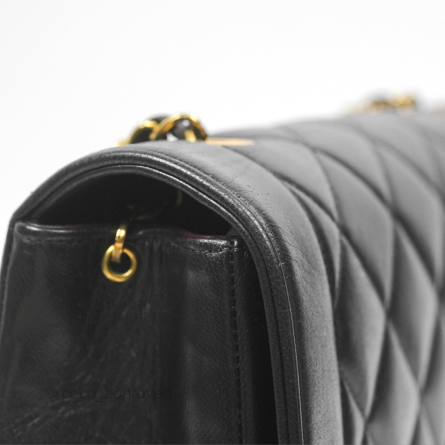 Chanel Vintage Quilted Medium Classic Diana Flap Bag Black Lambskin 24K Gold Hardware
