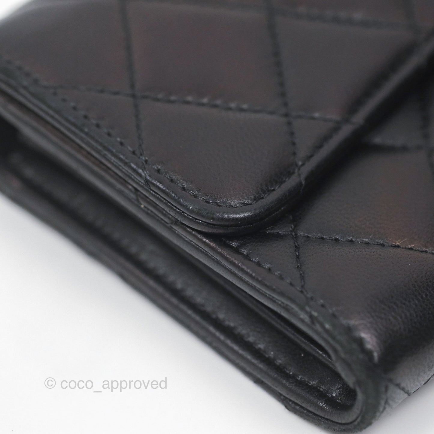 Chanel Quilted Classic Zip Long Wallet Black Lambskin Silver Hardware