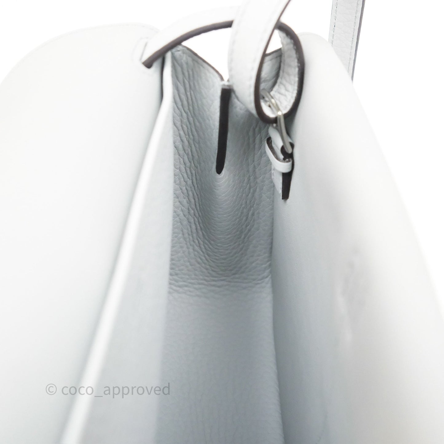 Hermès Halzan 25 Bleu Pale 08 Clemence Palladium Hardware