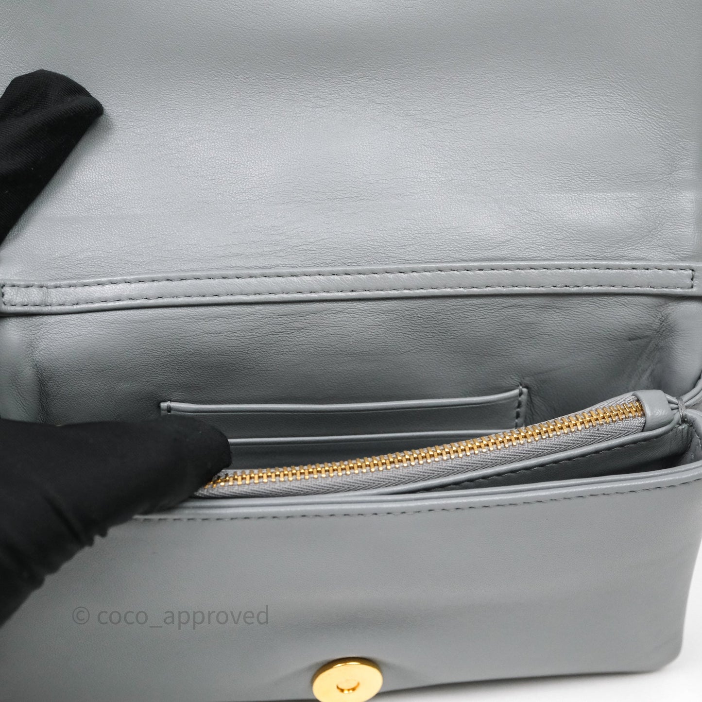 Christian Dior Mini Caro Bag Grey Macrocannage