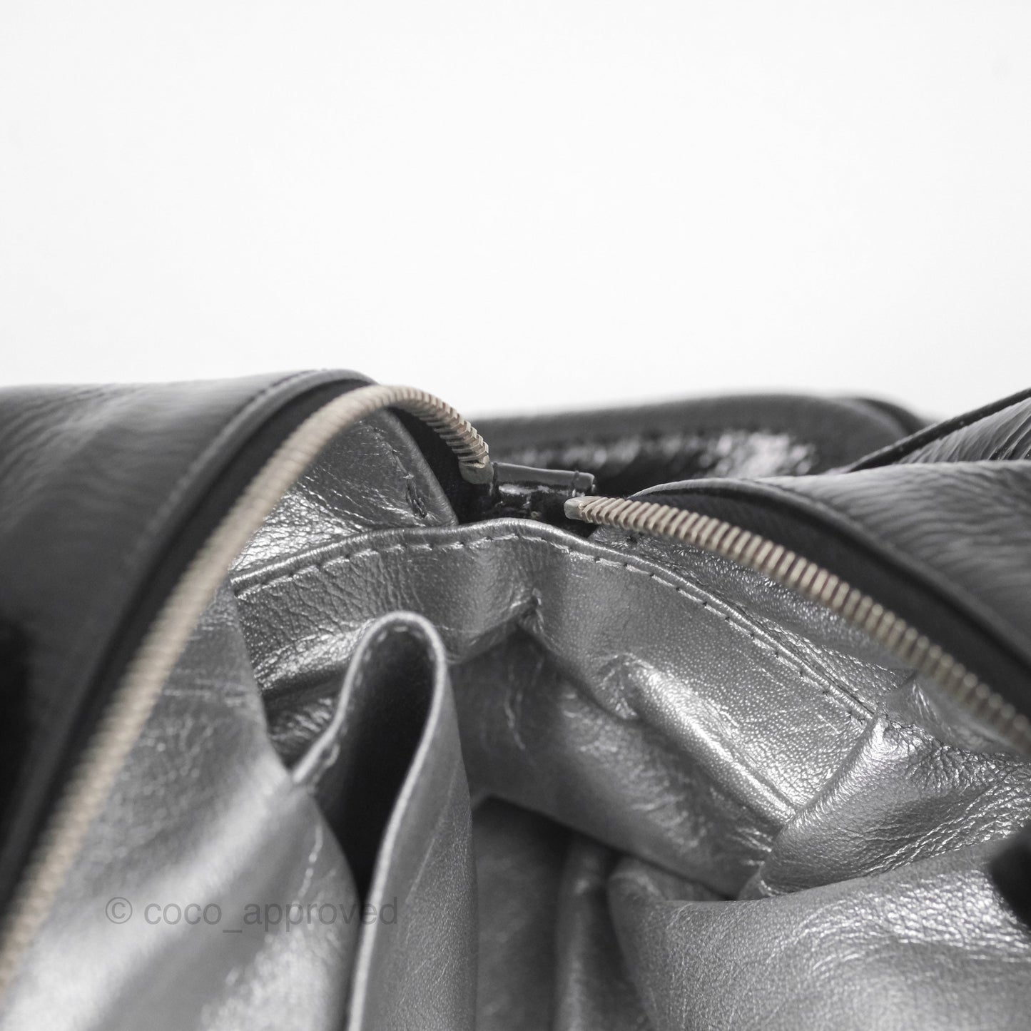 Chanel Bowling Tote Bag Black Glazed Calfskin Silver Hardware