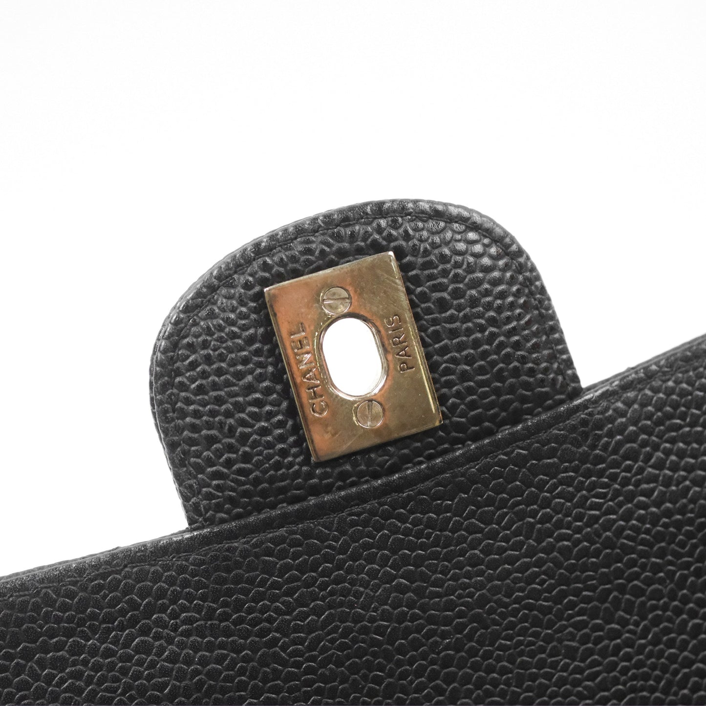 Chanel Classic M/L Medium Flap Quilted Black Caviar Silver Hardware