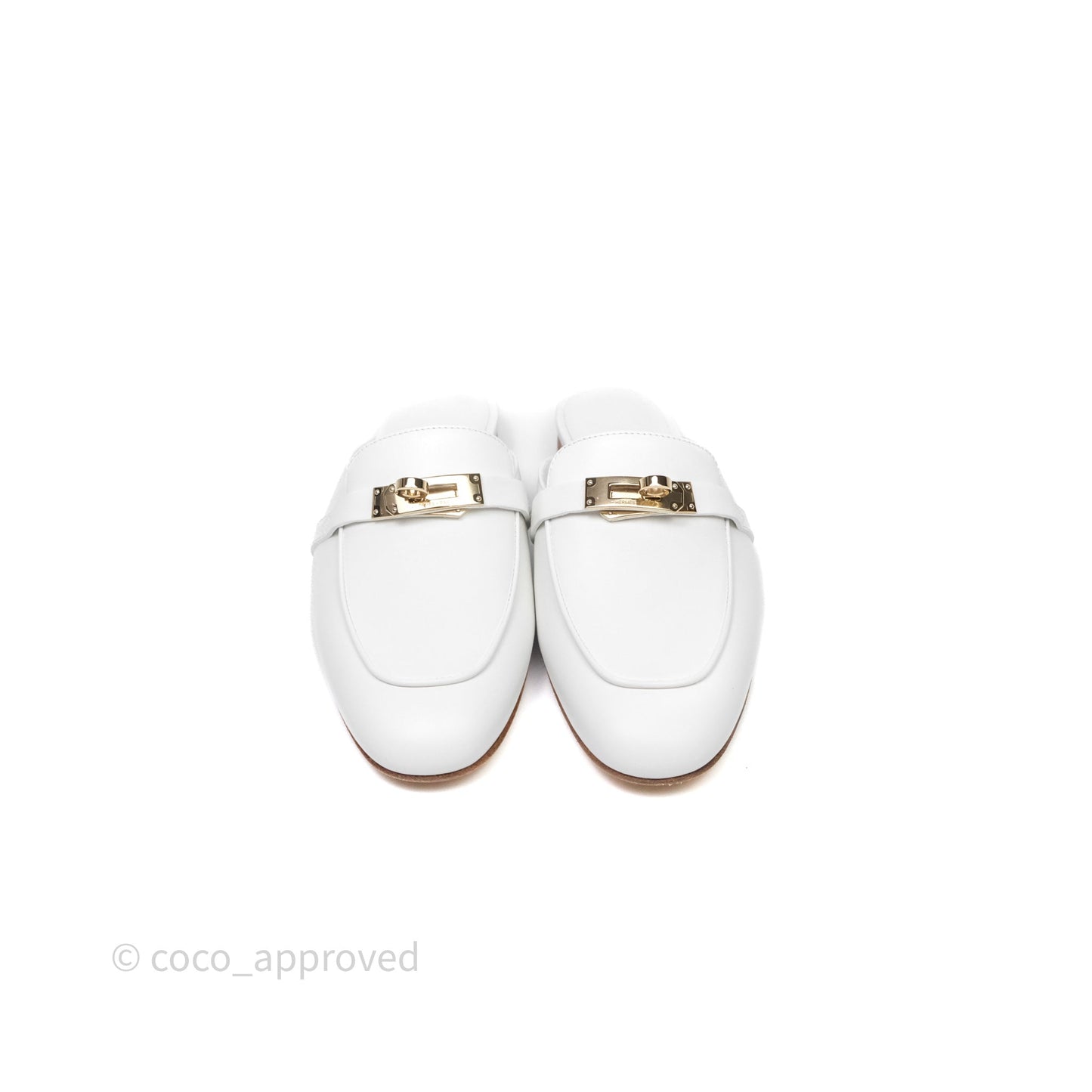 Hermès Oz Velvet Mules White Calfskin Gold Hardware Size 36.5