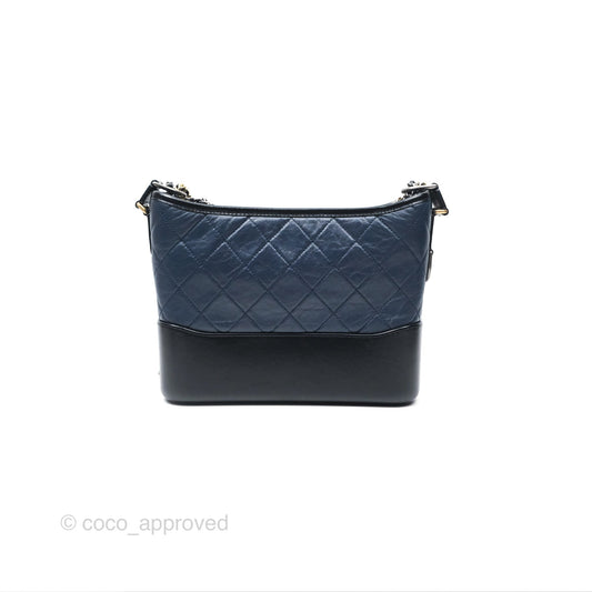 Chanel New Medium Gabrielle Hobo Quilted Navy Black Aged Calfskin