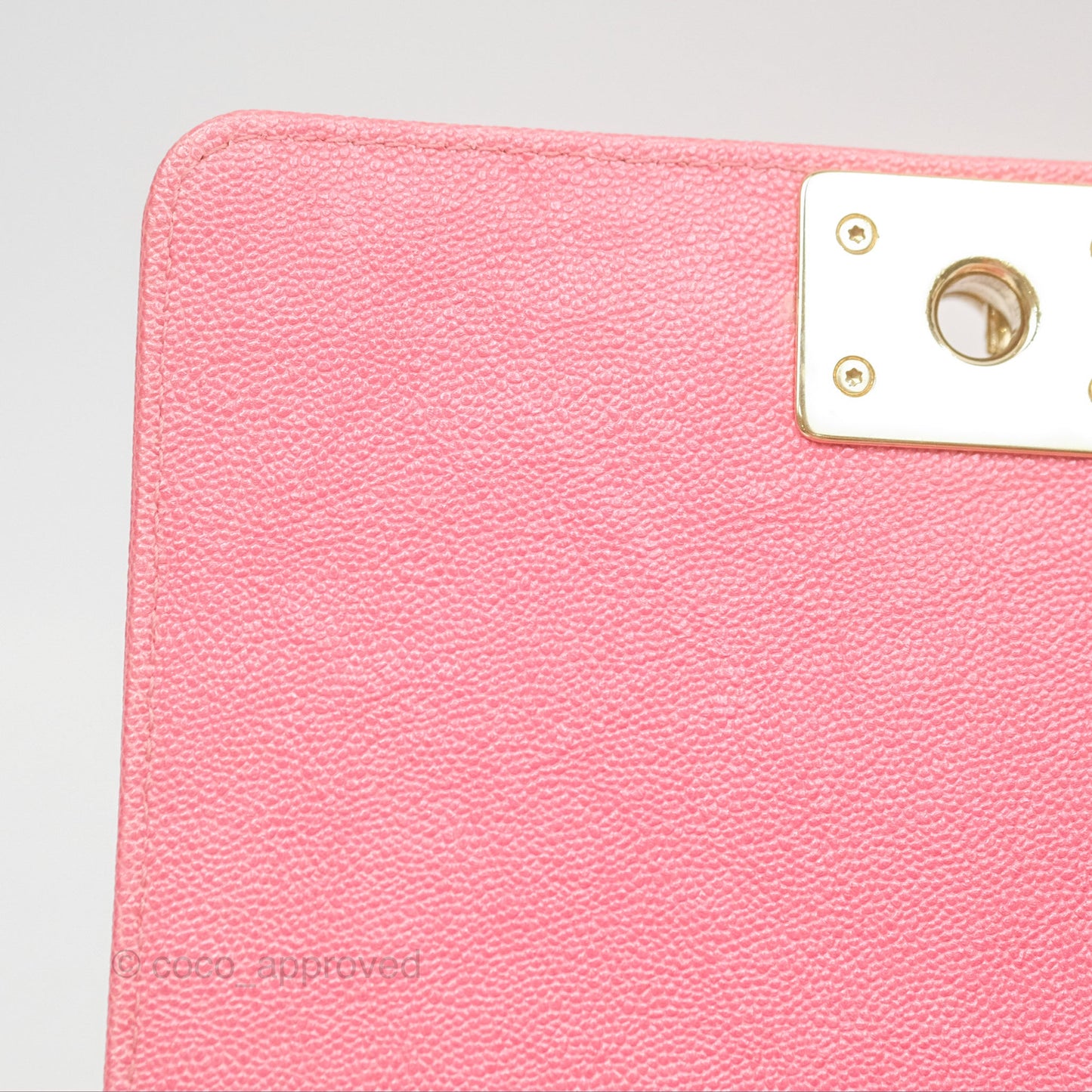 Chanel Quilted North South Boy Flap Iridescent Pink Caviar Gold Hardware