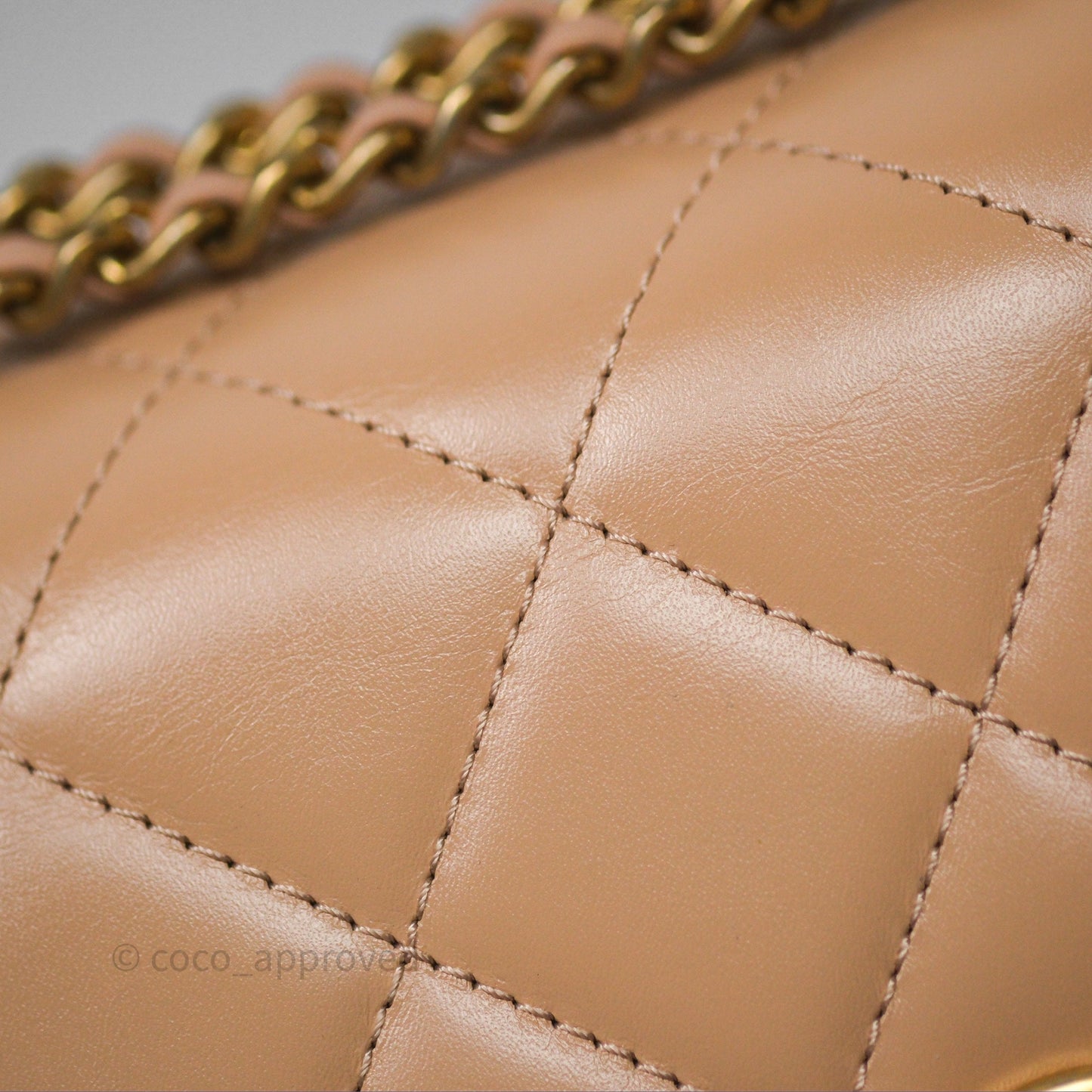 Chanel Quilted Mini Perfect Fit Adjustable Beige Calfskin Gold Hardware