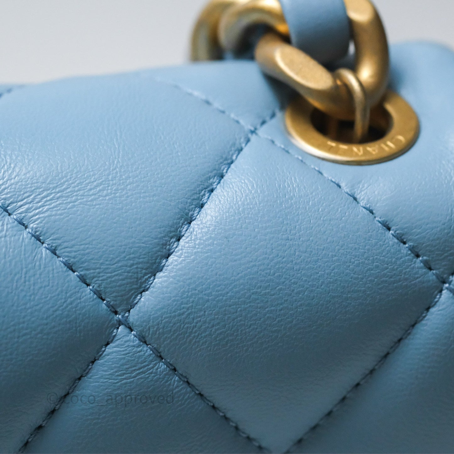 Chanel Small Flap Bag Blue Lambskin Gold and Lacquered Metal 22S