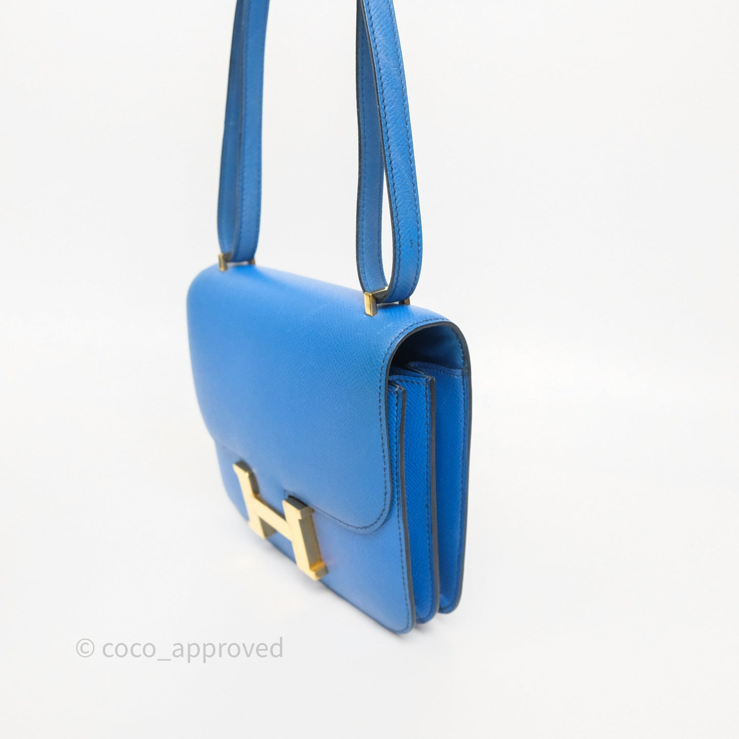 Hermès Constance Mini 18cm Bleu Izmir 7W Epsom Gold Hardware