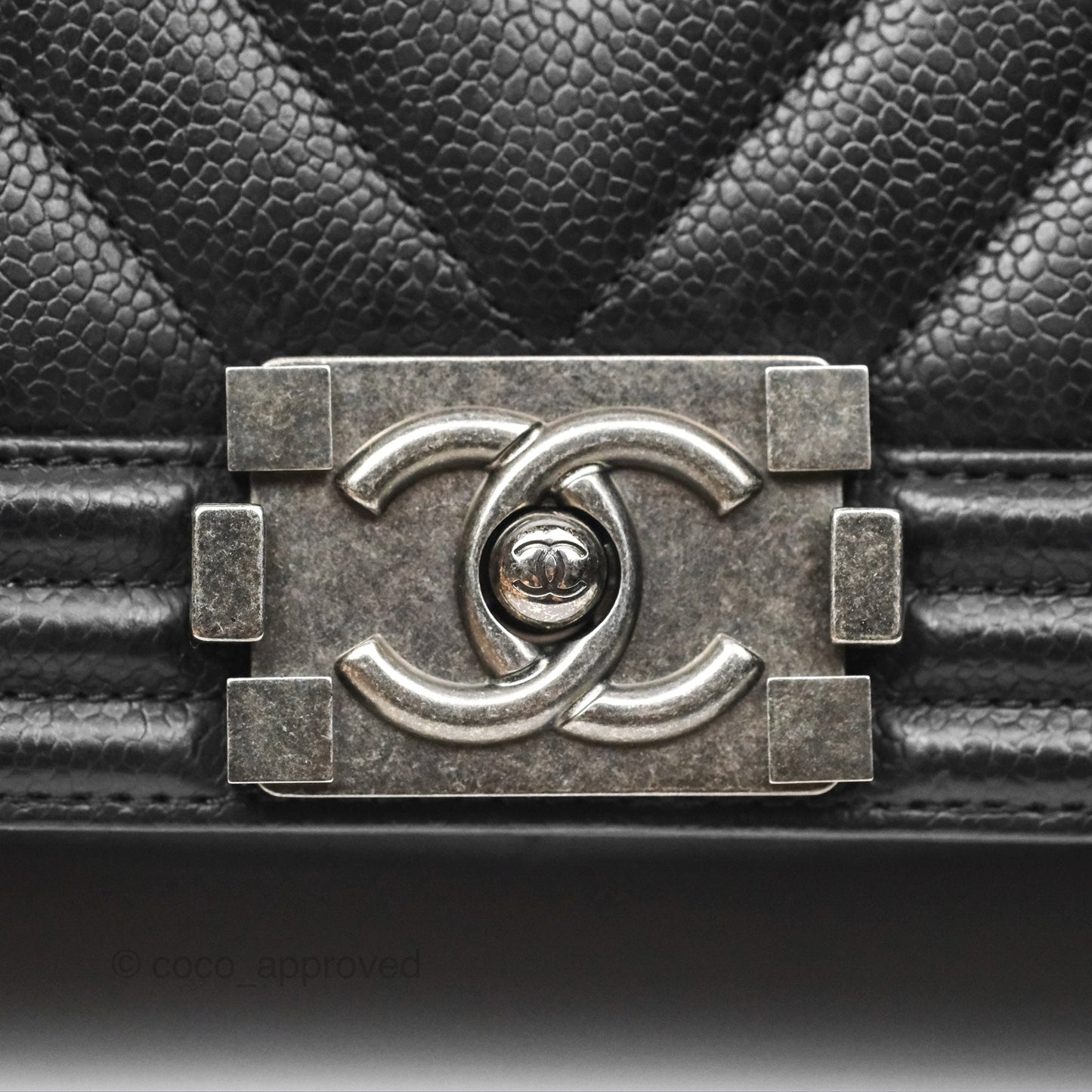 Chanel Medium Boy Chevron Black Caviar Ruthenium Hardware