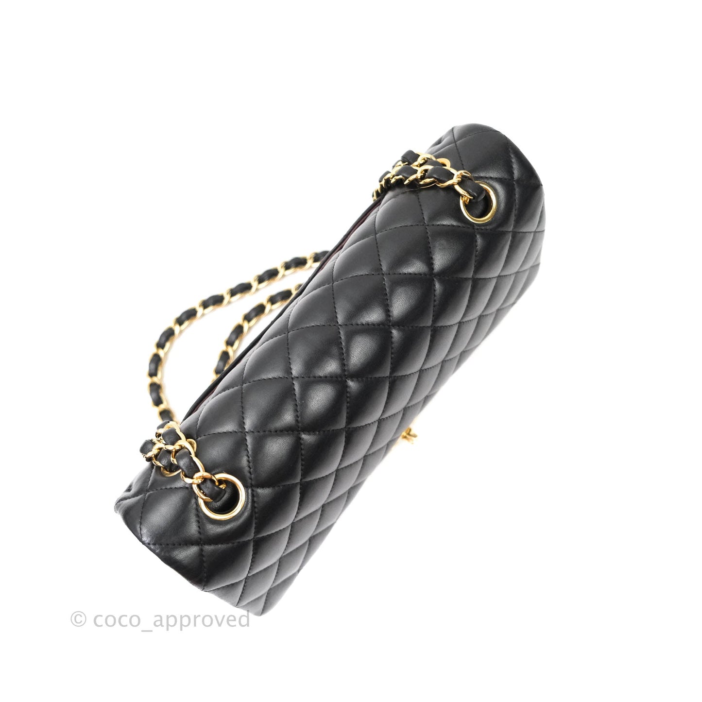 Chanel Classic M/L Medium Double Flap Black Lambskin Gold Hardware