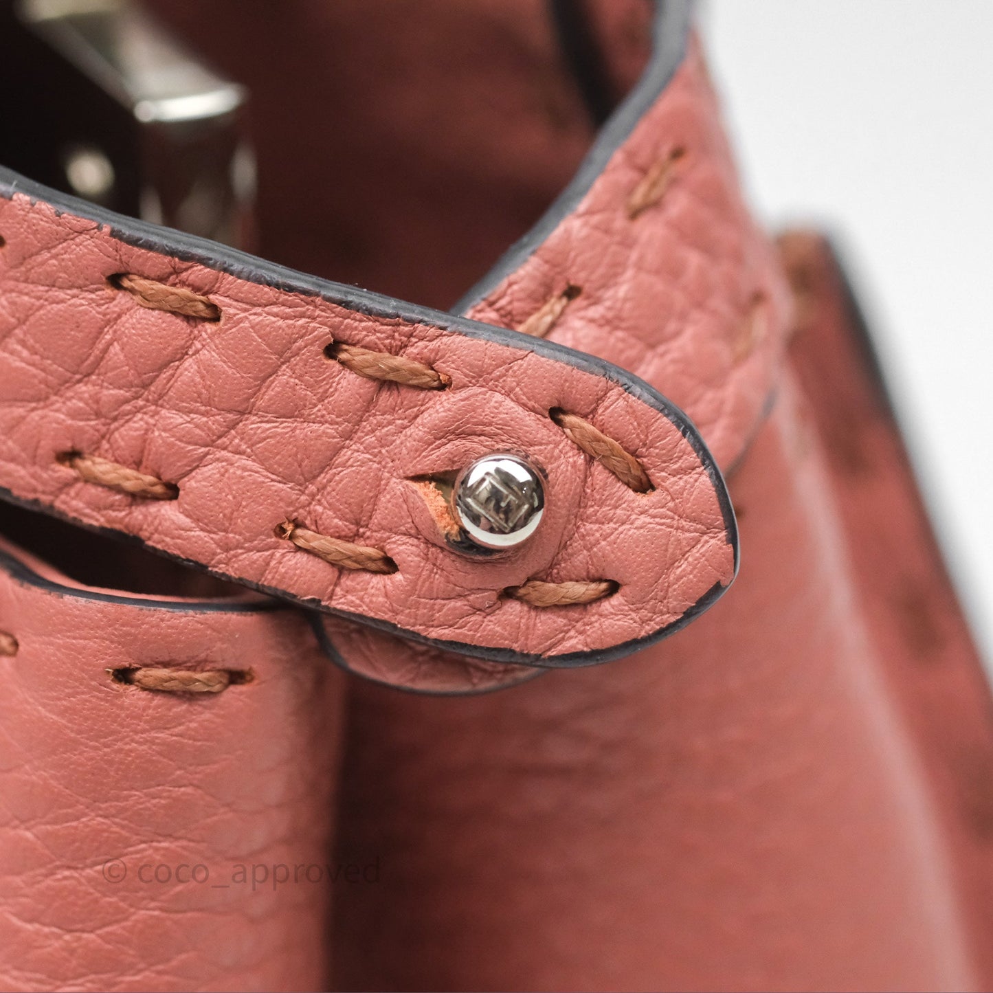 Fendi Mini Peekaboo Bag Pink Grained Leather/Python Silver Hardware with Defender