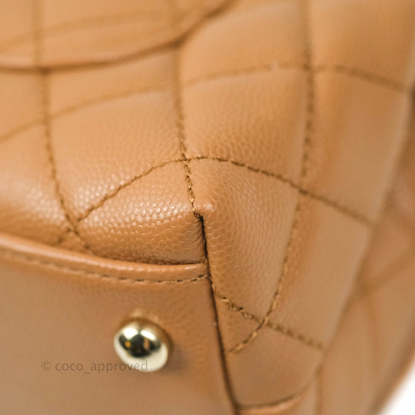 Chanel Quilted Extra Mini Coco Handle Dark Beige Caviar Gold Hardware 21P