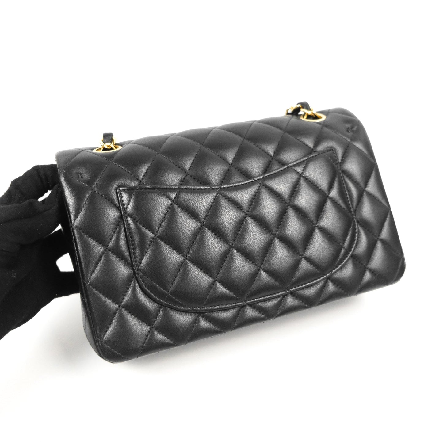 Chanel Small Classic Quilted Flap Black Lambskin Gold Hardware