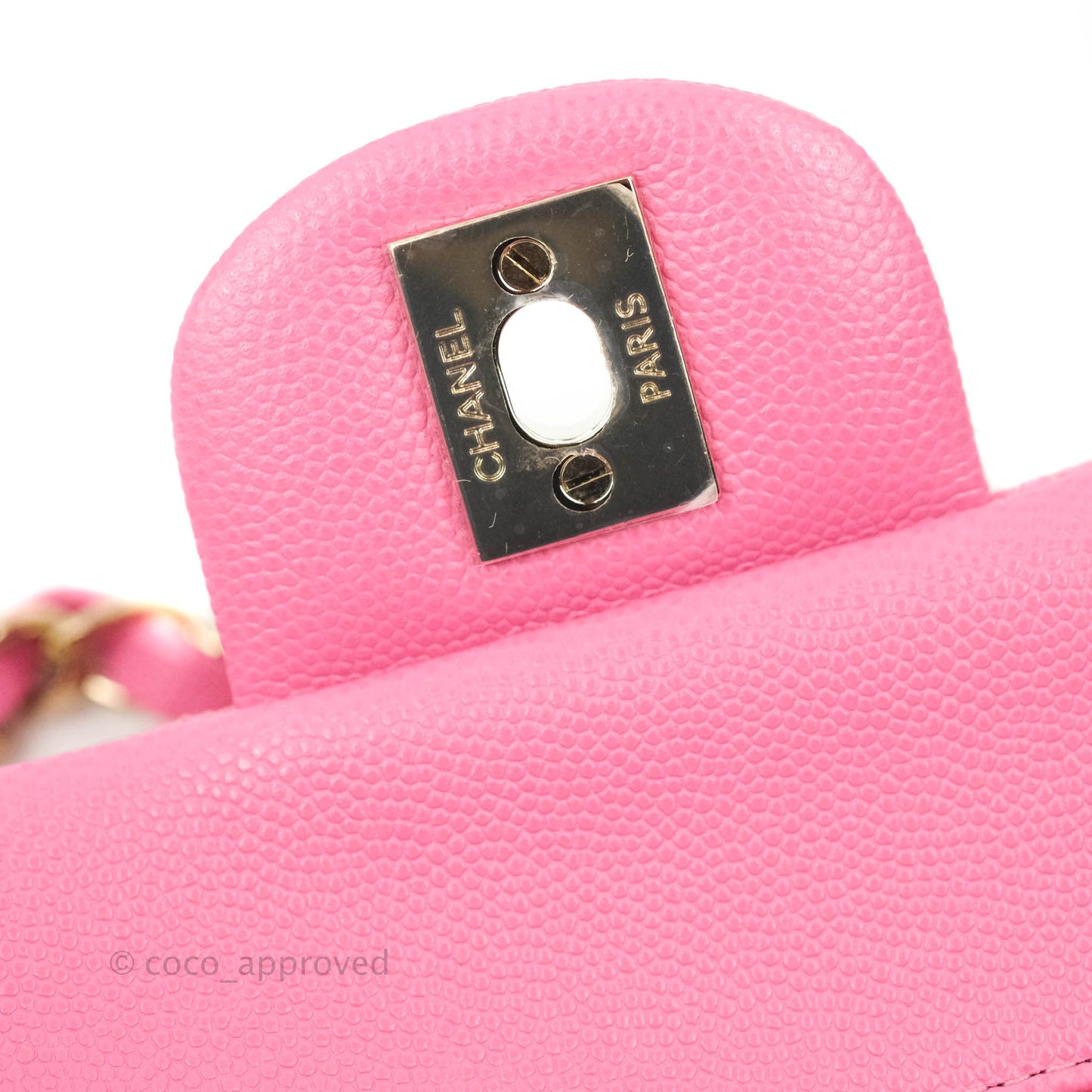 Chanel Classic Quilted S/M Small Double Flap Pink Caviar Gold Hardware 21P