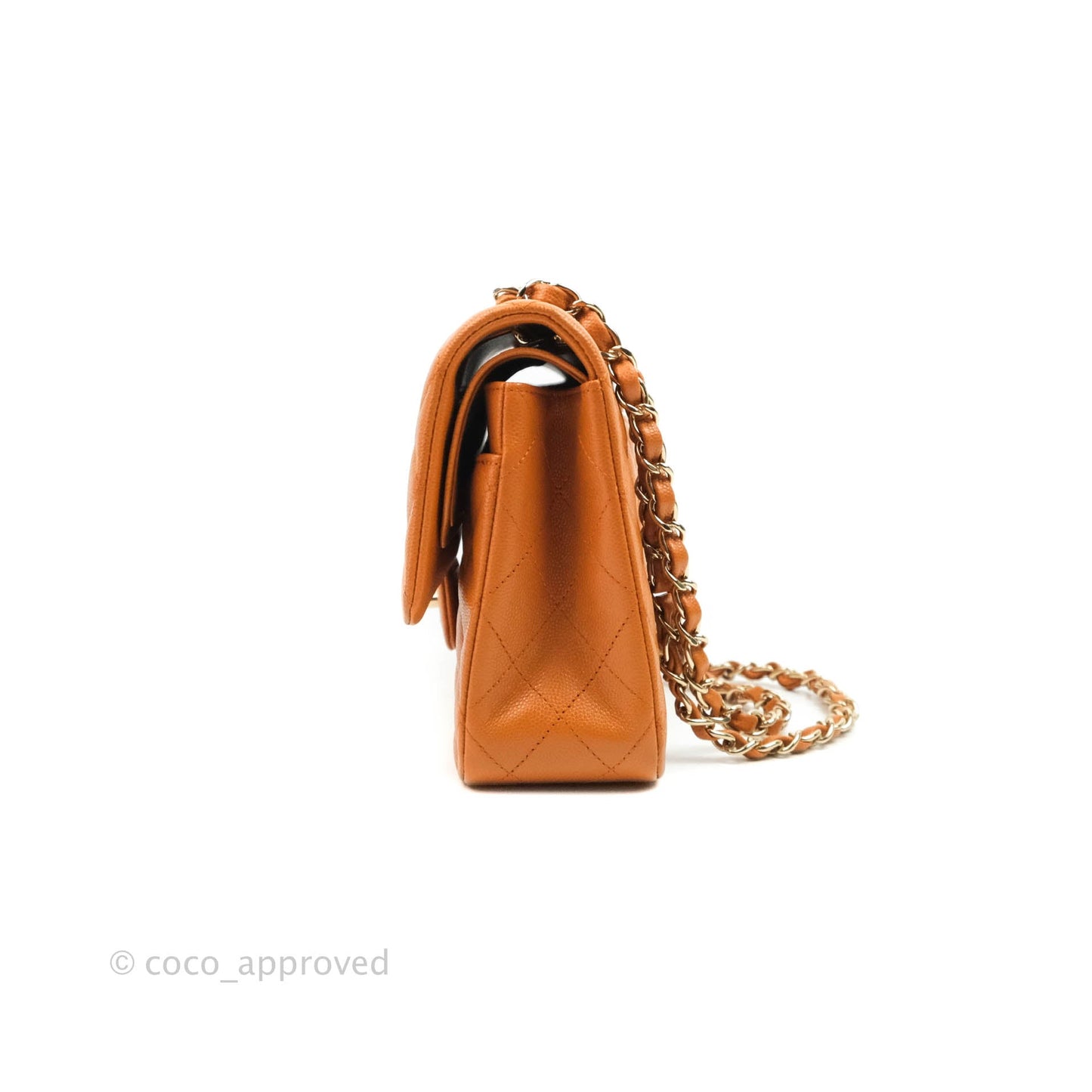 Chanel Classic M/L Medium Double Flap Caramel Caviar Gold Hardware 21A