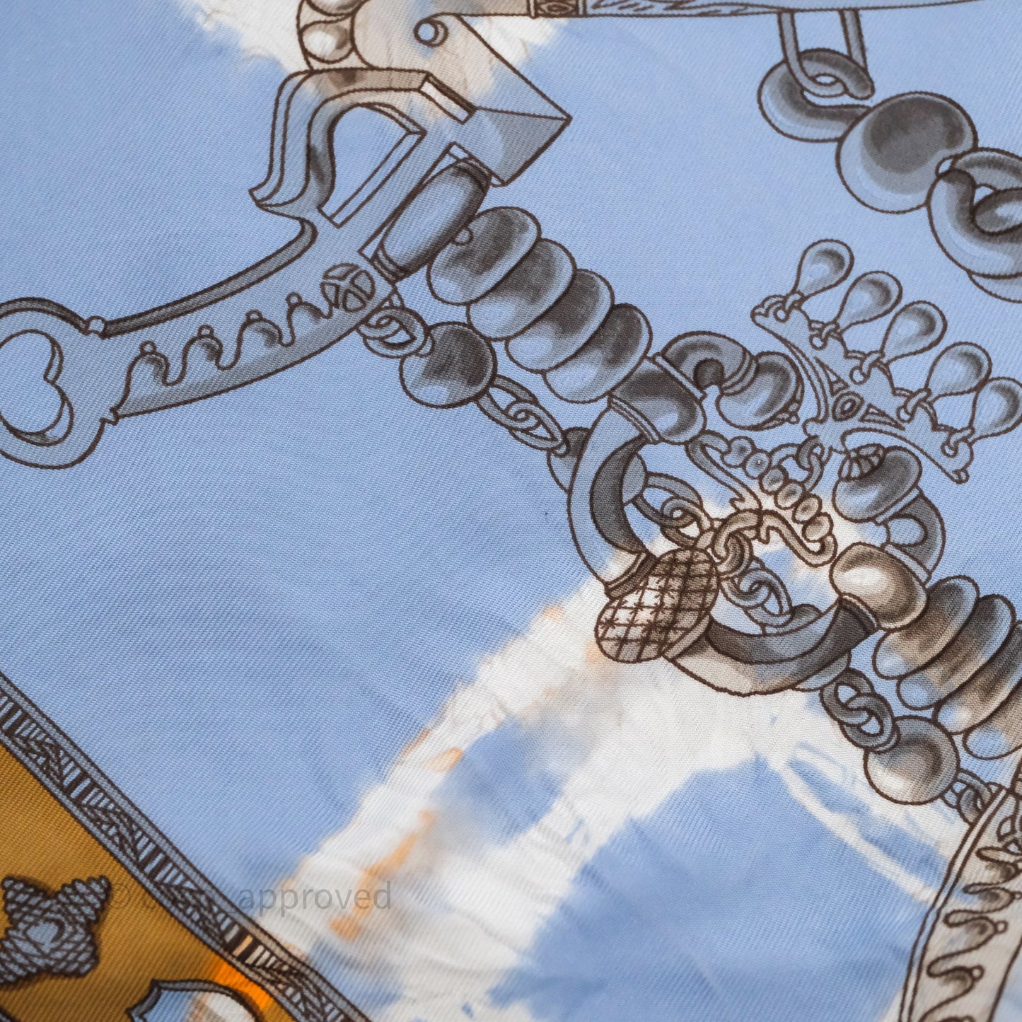 Hermès Mors et Gourmettes Scarf Light Blue