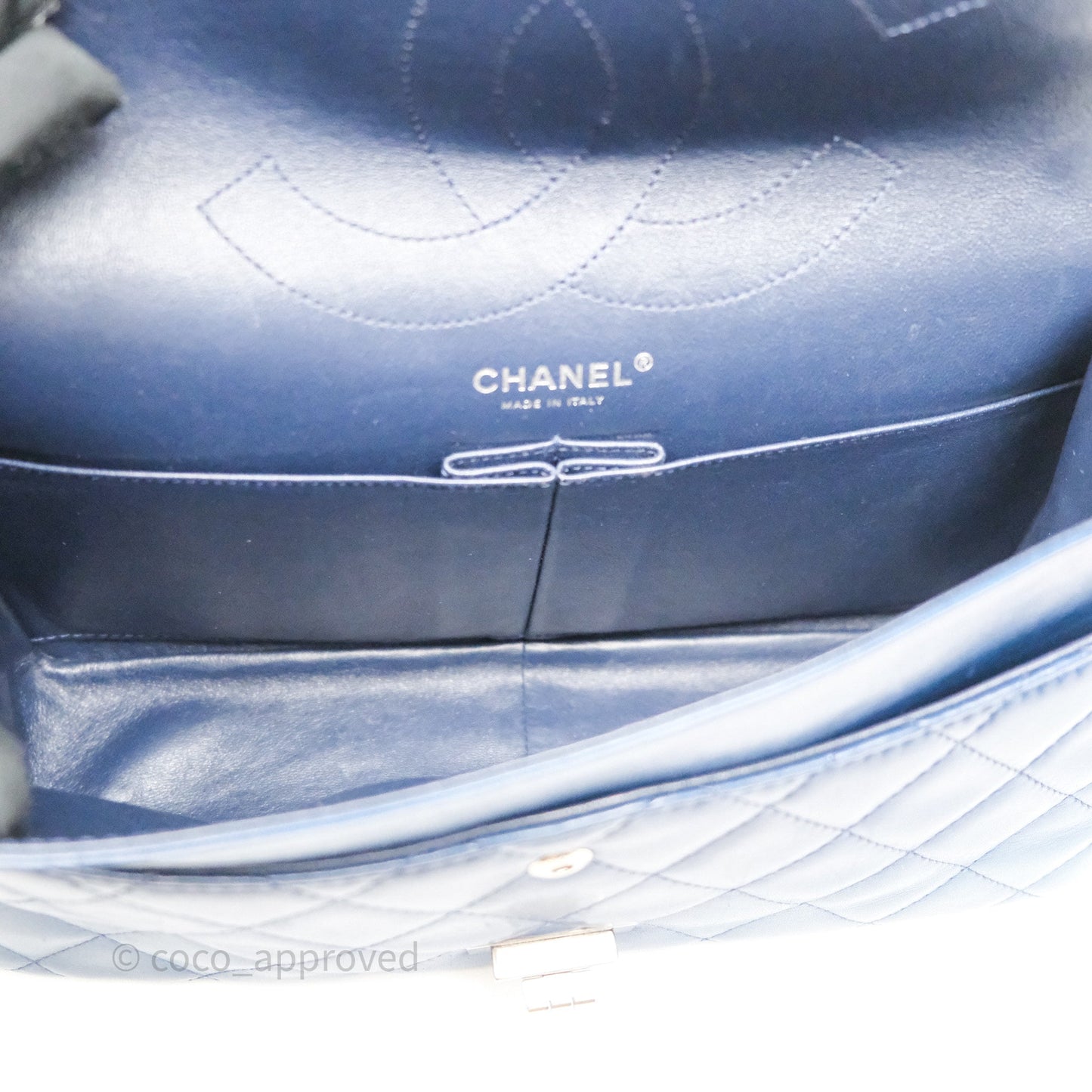 Chanel Reissue 227 Quilted Navy Lambskin Ruthenium Hardware