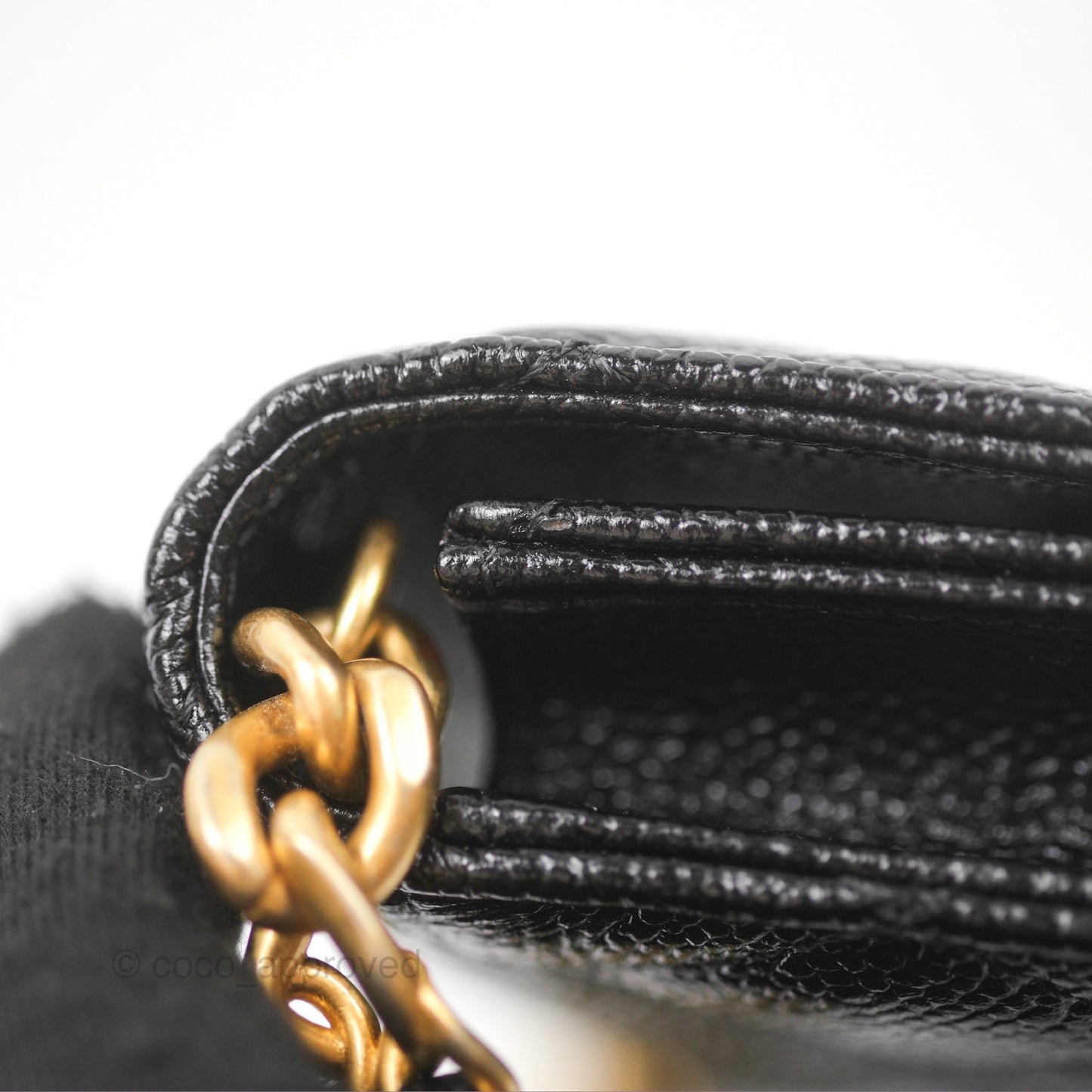 Chanel Clutch With Chain Black Shiny Caviar Aged Gold Hardware