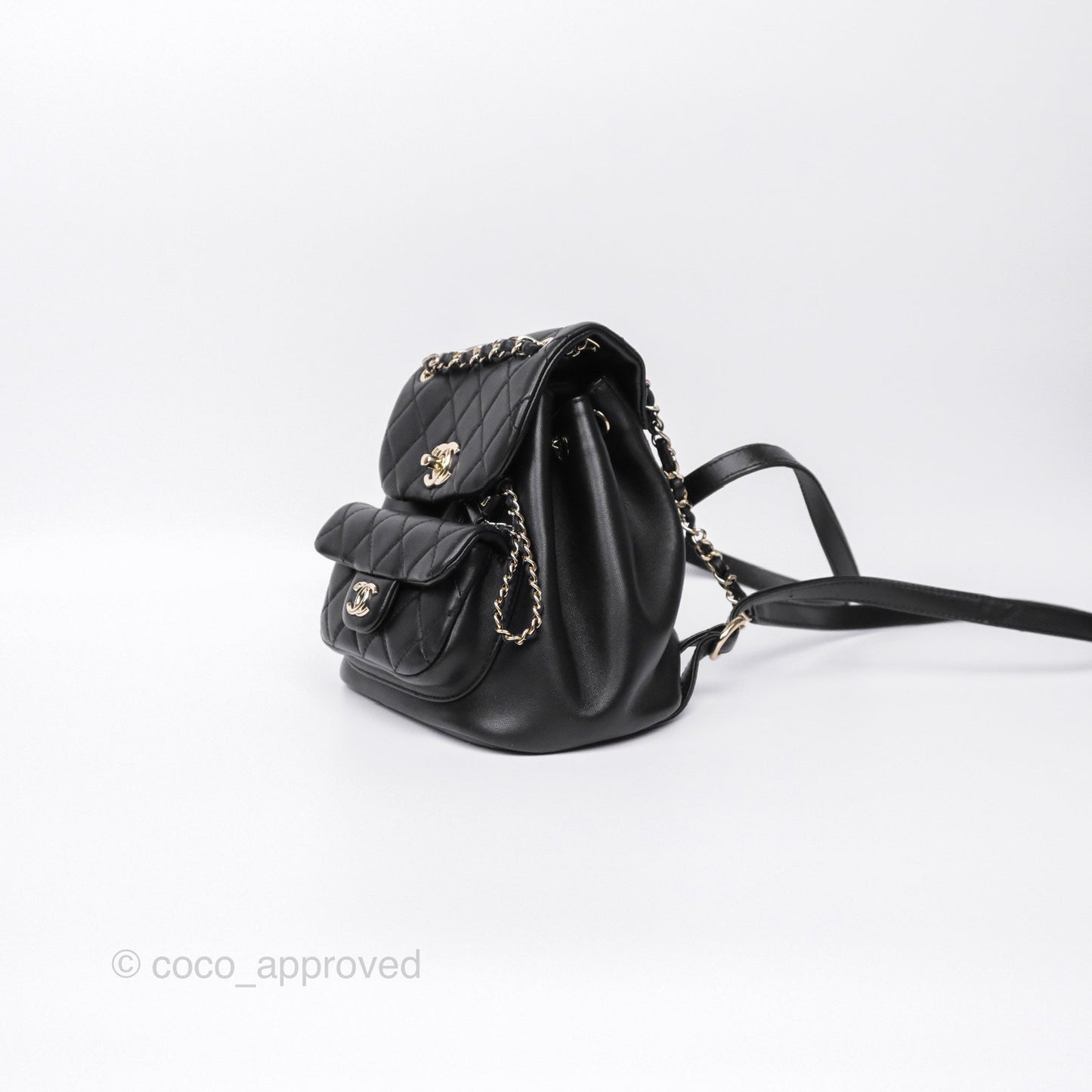Chanel Small Duma Drawstring Backpack Black Lambskin Gold Hardware