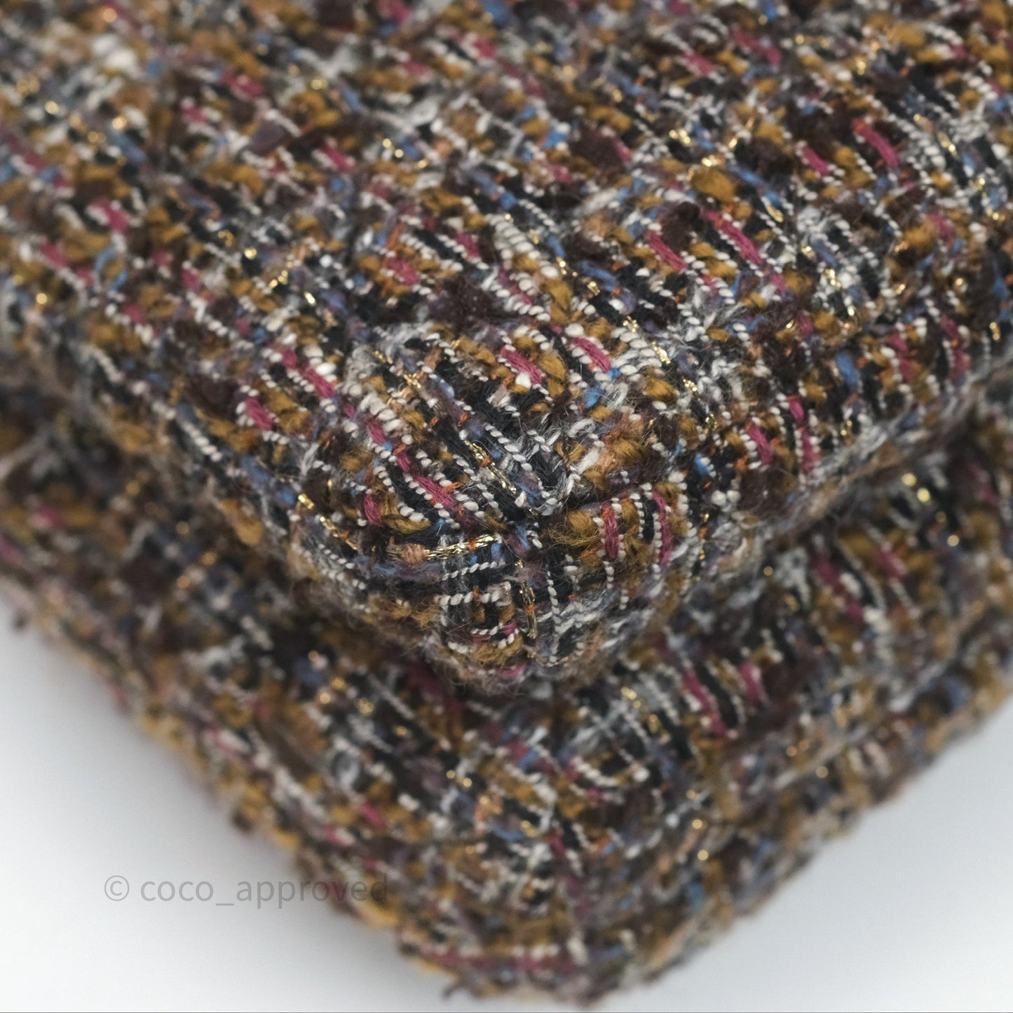 Chanel Top Handle Flap Bag Tweed Gold Hardware