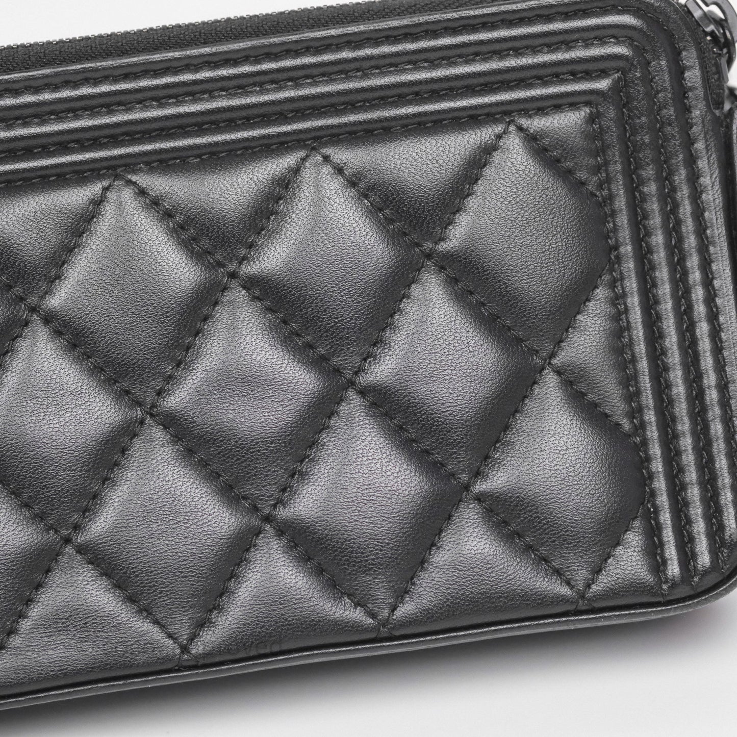 Chanel Boy Double Zip Clutch On Chain So Black Lambskin