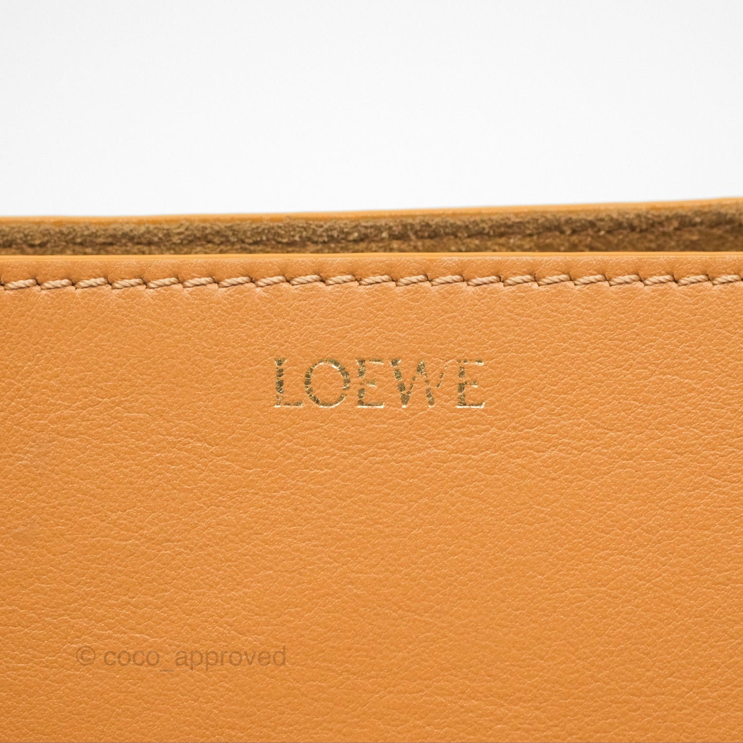 Loewe Mini Puzzle Fold Tote In Shiny Calfskin Warm Desert