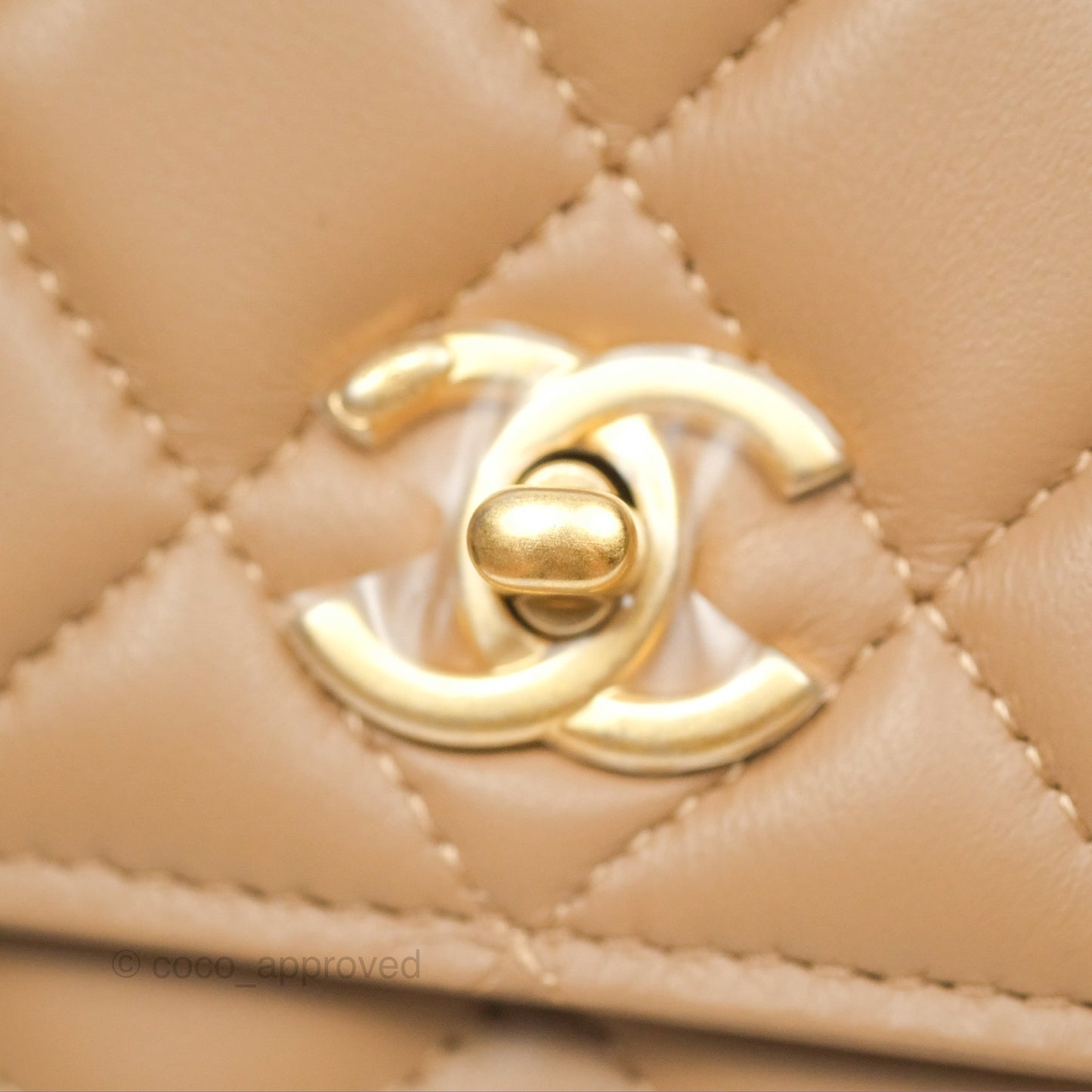 Chanel Quilted Pearl Crush Wallet on Chain WOC Beige Lambskin Aged Gold Hardware