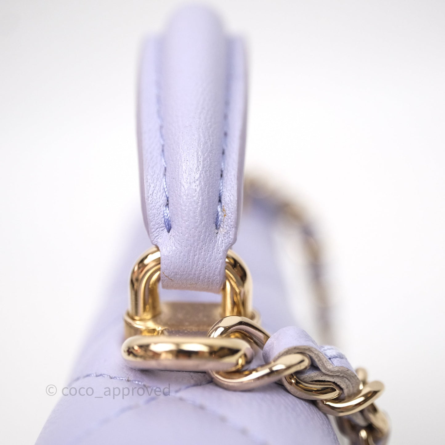 Chanel Mini Handle Flap Coin Purse With Chain Lilac Lambskin Gold Hardware