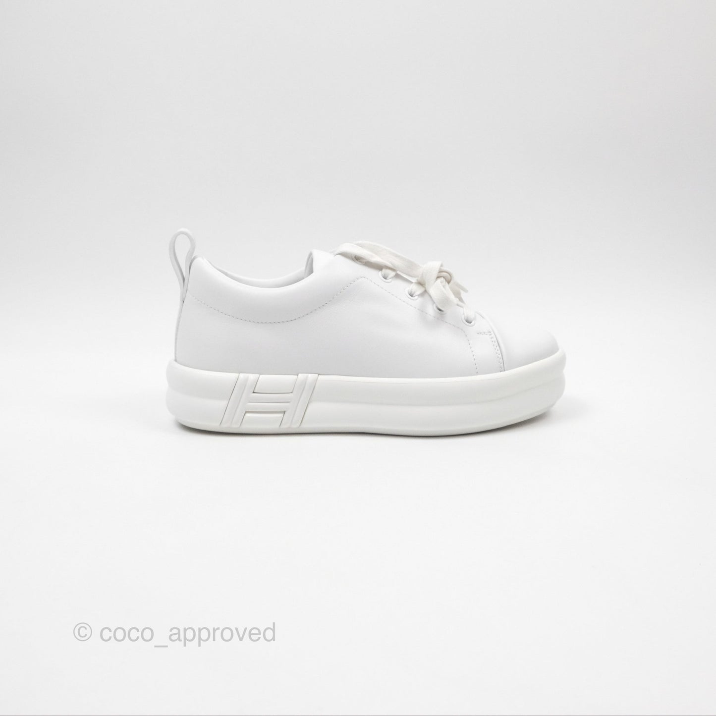 Hermès Happy Sneaker in White Calfskin Size 36.5